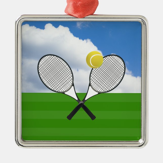 Tennis court & TENNIS RACKETS Metal Ornament (Front)