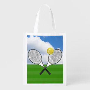 Tennis court & TENNIS RACKETS Reusable Grocery Bag