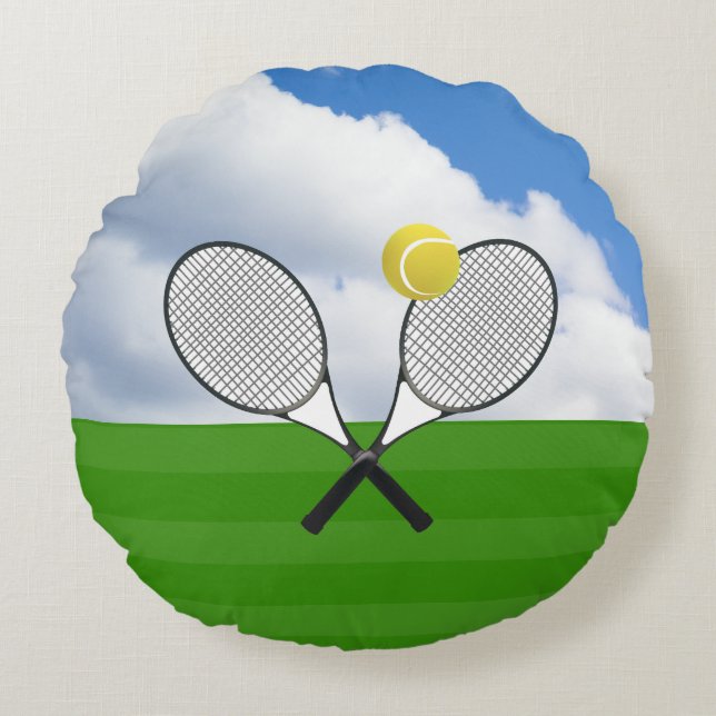 Tennis court & TENNIS RACKETS Round Pillow (Front)
