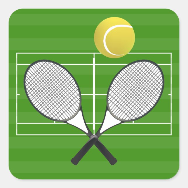 Tennis court & TENNIS RACKETS Square Sticker (Front)