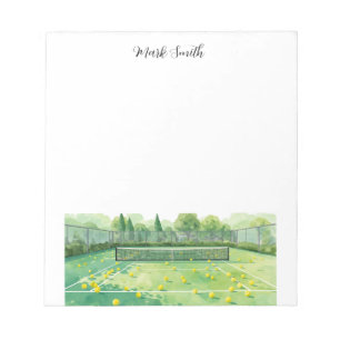 Tennis Court watercolor Notepad