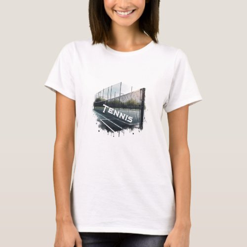 Tennis Court With Black Paint Drips T_Shirt