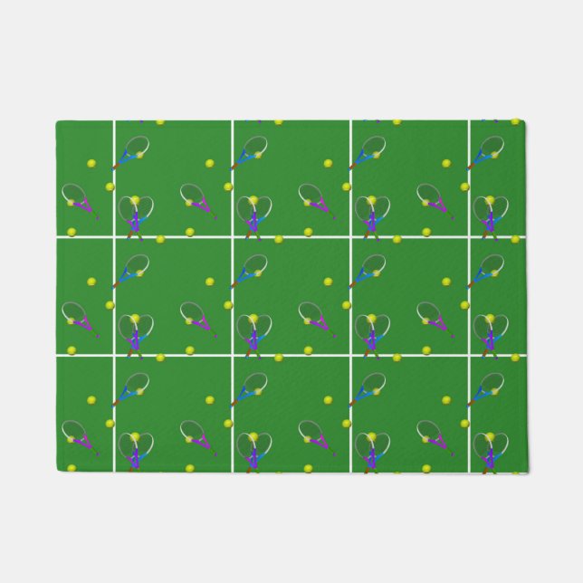 Tennis Court with Rackets and Balls Doormat (Front)
