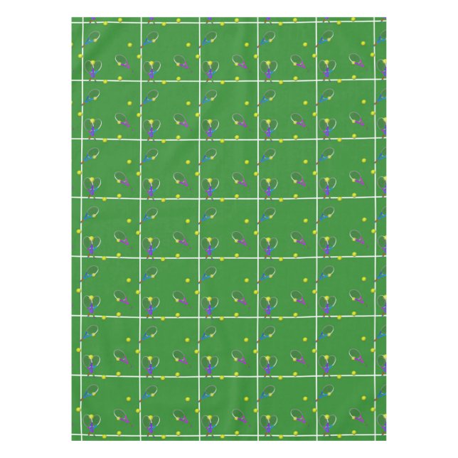 Tennis Court with Rackets and Balls Tablecloth (Front)