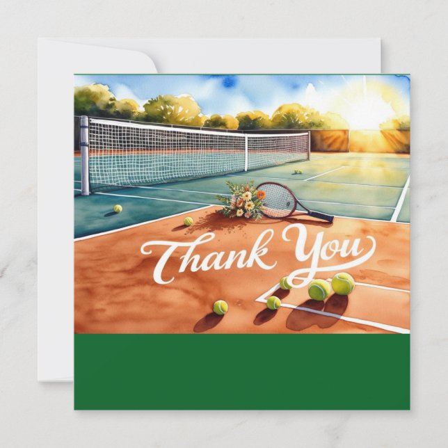 Tennis Court with Thank you court on the court Card (Front)