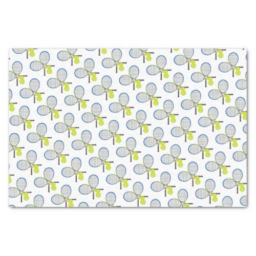 Tennis Crossed Rackets Balls Pattern Tissue Paper