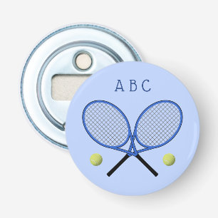 Tennis crossed rackets initials blue bottle opener