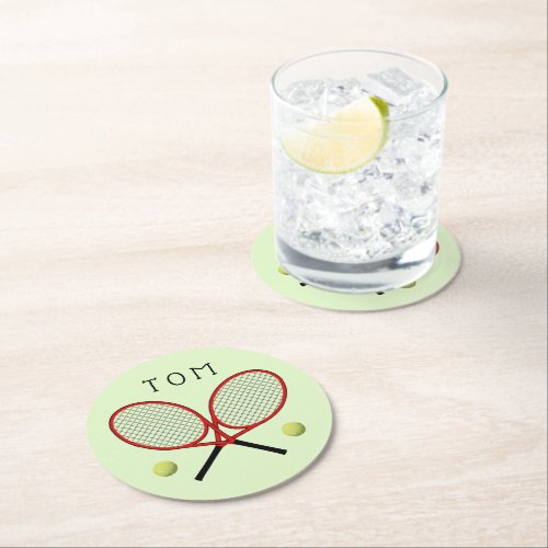 Tennis crossed rackets personalized Paper Coaster