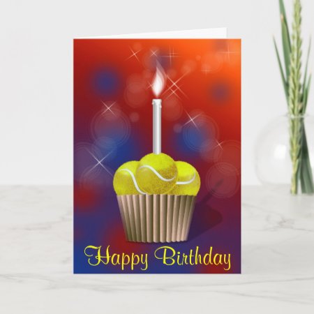 Tennis Cupcake Happy Birthday Card