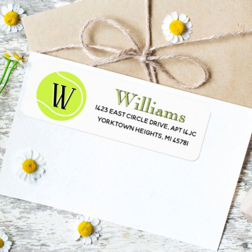 Tennis Custom Monogram Name Return Address  Label