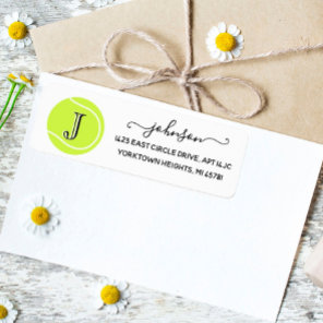 Tennis Custom Monogram Swirl Name Return Address Label