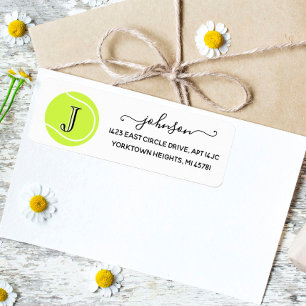 Tennis Custom Monogram Swirl Name Return Address Label