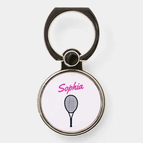 Tennis Custom Name Hot Pink Black Phone Ring Stand