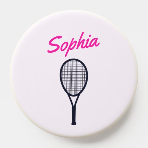 Tennis Custom Name Hot Pink Black PopSocket