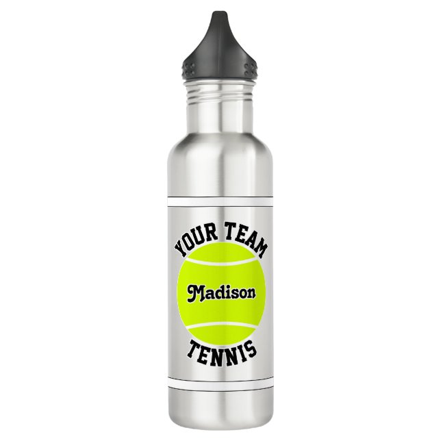 Tennis Custom Team and Player Name Sports Stainless Steel Water Bottle (Left)