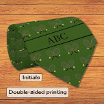 Tennis custom text pattern green neck tie<br><div class="desc">This tie is printed on both sides. It has a forest green color background, with an all over pattern of tennis rackets and tennis balls. There is space for initials or name or short text at the bottom of the tie. This would be a great personalized gift for a keen...</div>