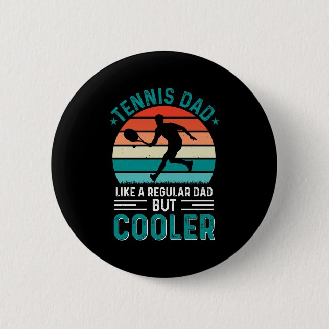 Tennis Dad Retro Sunset Button (Front)