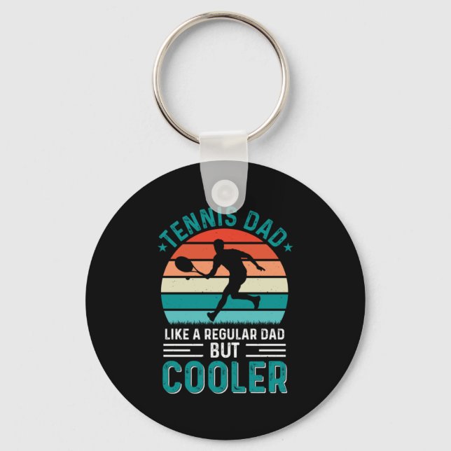 Tennis Dad Retro Sunset Keychain (Front)
