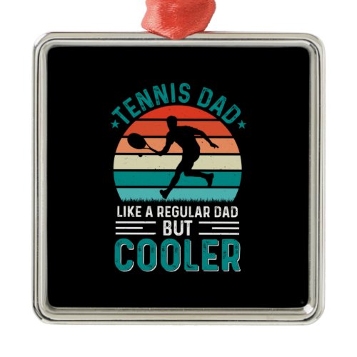 Tennis Dad Retro Sunset Metal Ornament