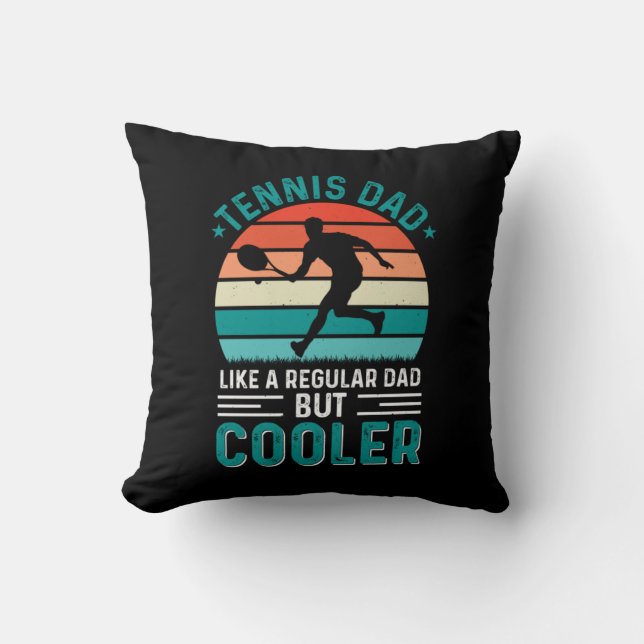 Tennis Dad Retro Sunset Throw Pillow (Front)
