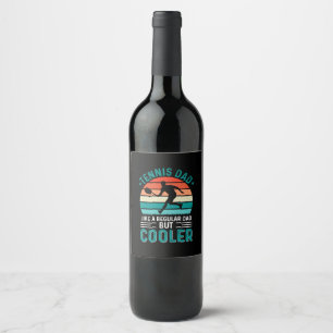 Tennis Dad Retro Sunset Wine Label