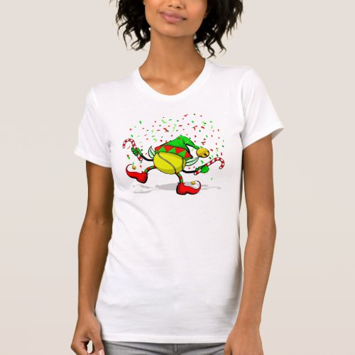 Tennis Dancing Christmas Elf T_Shirt