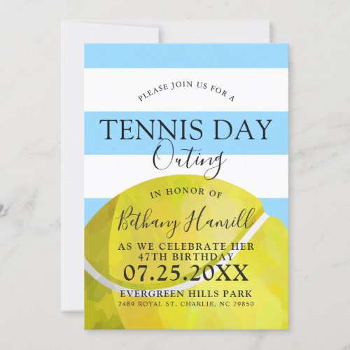 Tennis Day Outing  Tennis Themed Blue Invite
