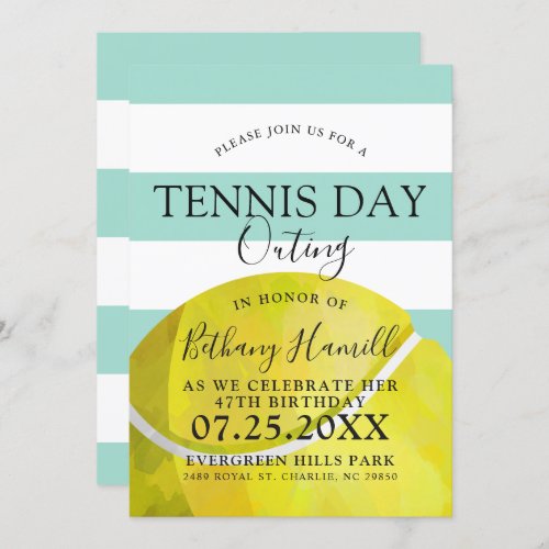 Tennis Day Outing  Tennis Themed Green Invite