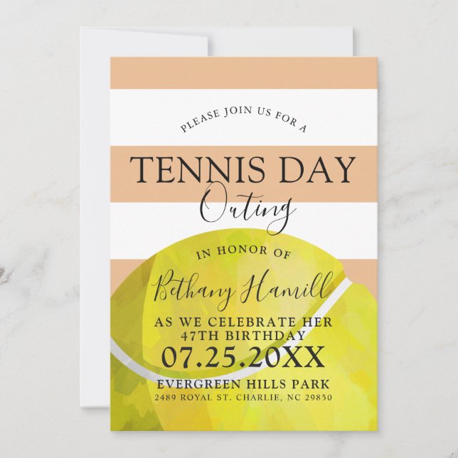 Tennis Day Outing | Tennis Themed Tan Invite (Front)