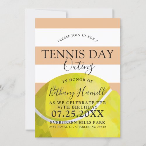 Tennis Day Outing  Tennis Themed Tan Invite