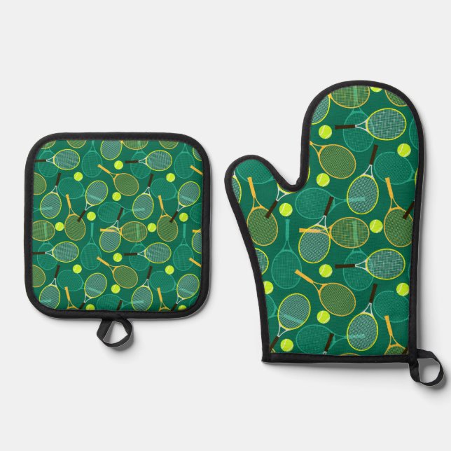 Tennis Design Oven Mitt & Pot Holder Set (Front)
