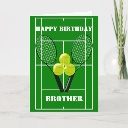 Tennis Design Personalised Brother Birthday Card