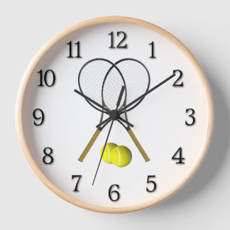 Tennis Doubles Black Numbers Clock