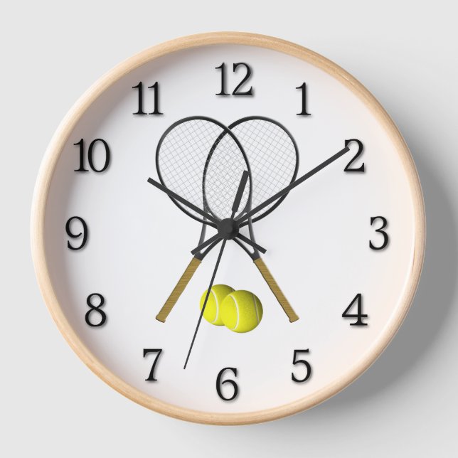 Tennis Doubles Black Numbers Clock (Front)