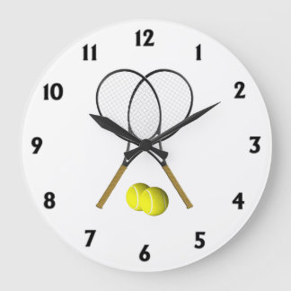 Tennis Doubles Black Numbers Large Clock