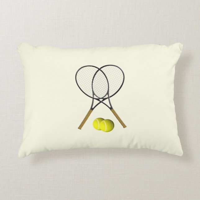 Tennis Doubles Cream Accent Pillow (Front)