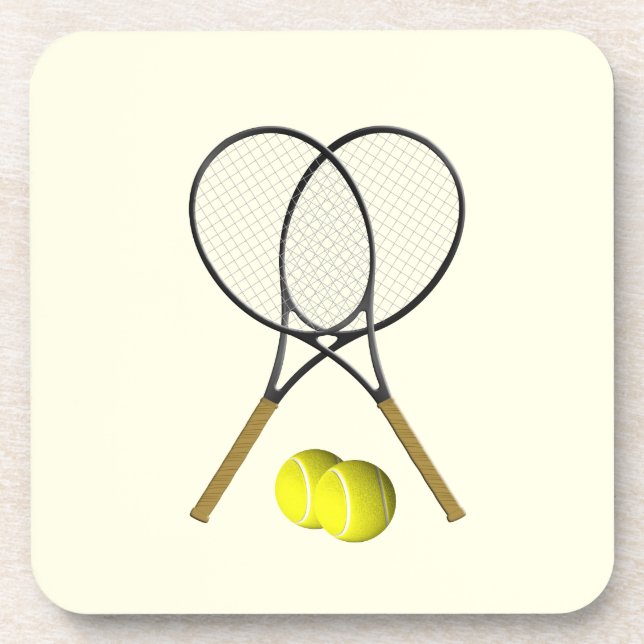 Tennis Doubles Cream Beverage Coaster (Front)