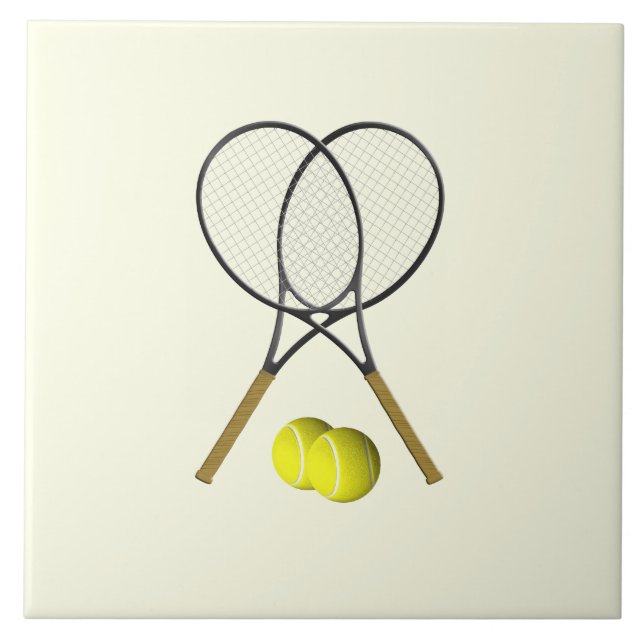 Tennis Doubles Cream Ceramic Tile (Front)