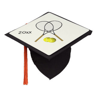 Tennis Doubles Cream Graduation Cap Topper