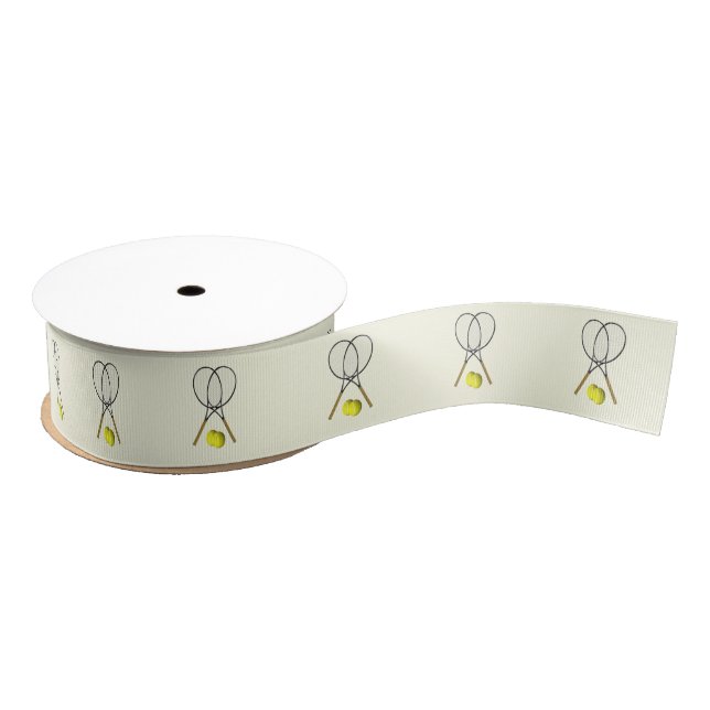 Tennis Doubles Cream Grosgrain Ribbon (Spool)