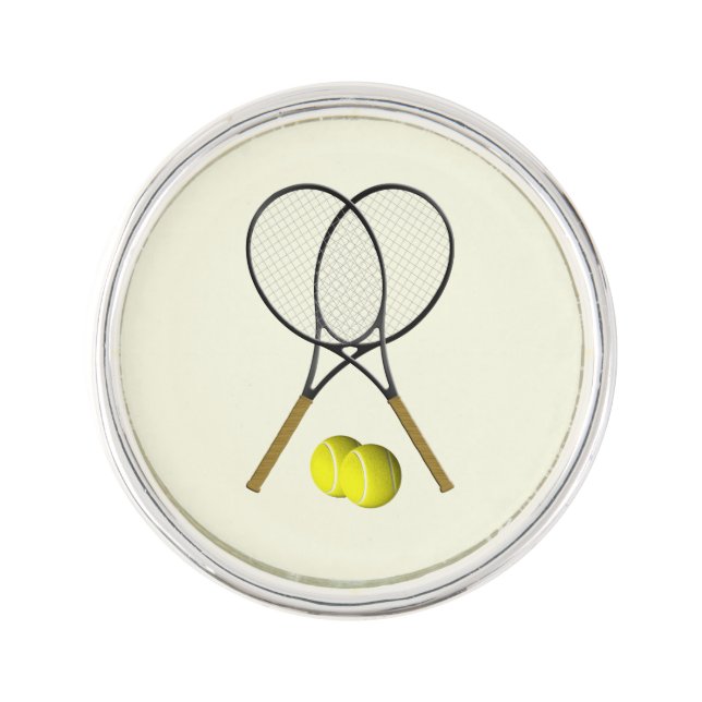 Tennis Doubles Cream Lapel Pin (Front)