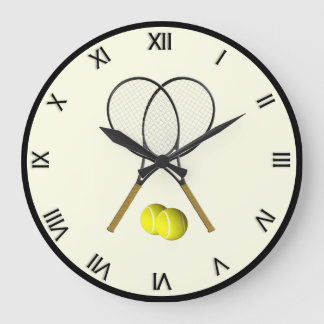 Tennis Doubles Cream Large Clock