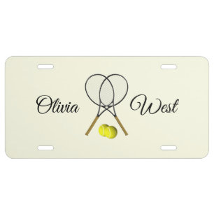 Tennis Doubles Cream License Plate