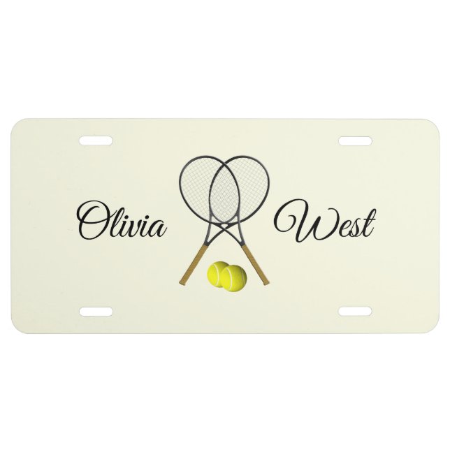 Tennis Doubles Cream License Plate (Front)