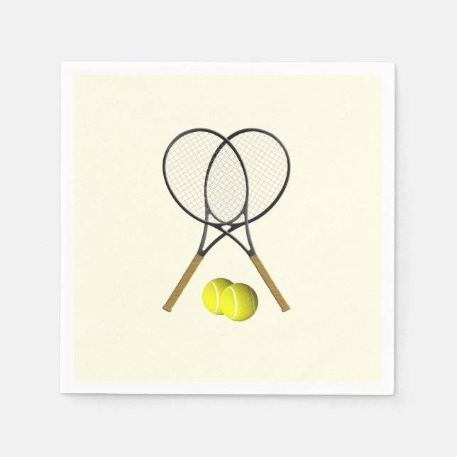 Tennis Doubles Cream Napkins (Front)