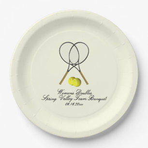 Tennis Doubles Cream Paper Plates