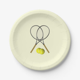 Tennis Doubles Cream Paper Plates