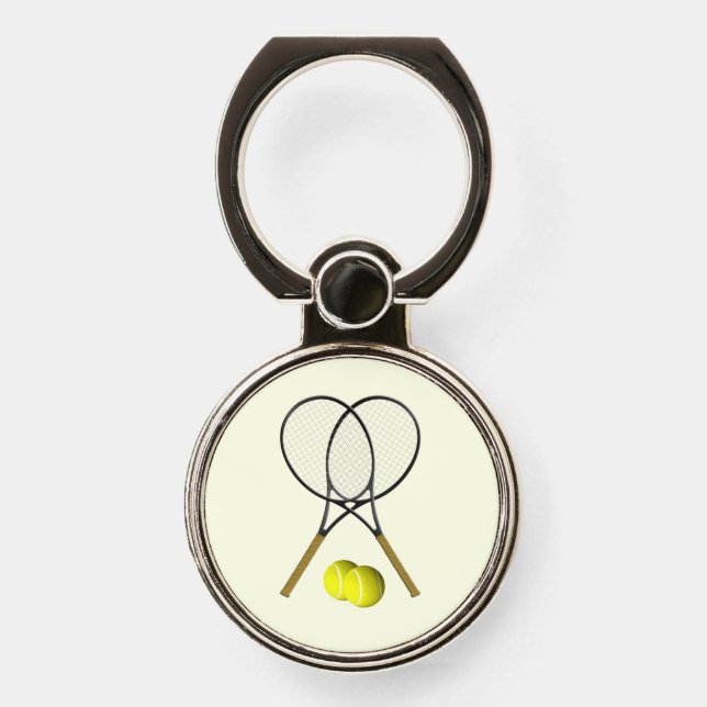Tennis Doubles Cream Phone Ring Stand (Front)
