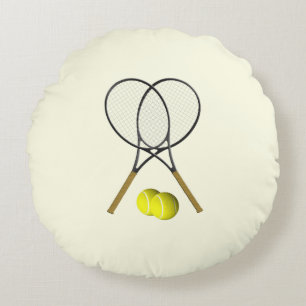 Tennis Doubles Cream Round Pillow