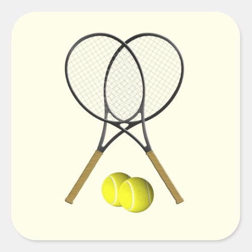 Tennis Doubles Cream Square Sticker